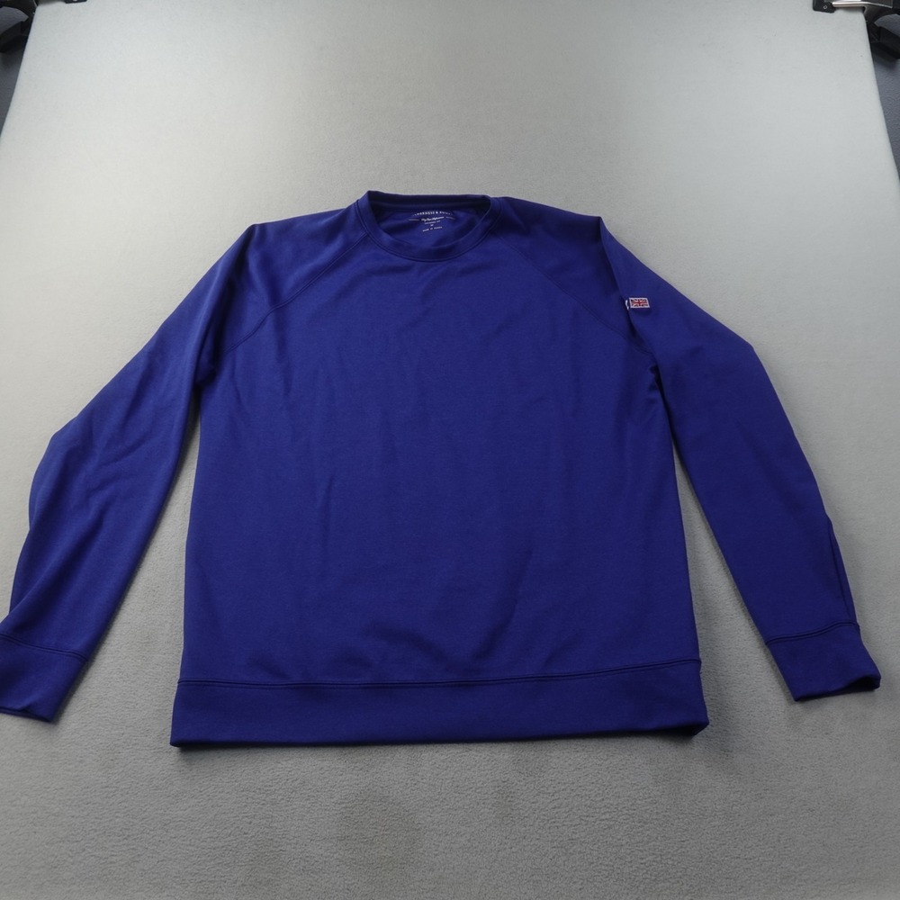Holderness & Bourne The Betts Pullover Mens M Heathered Vista Blue Golf Stretch